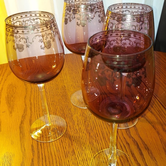 AMETHYST Crystal Wine Glasses with Gold Trim - Picture 9 of 9